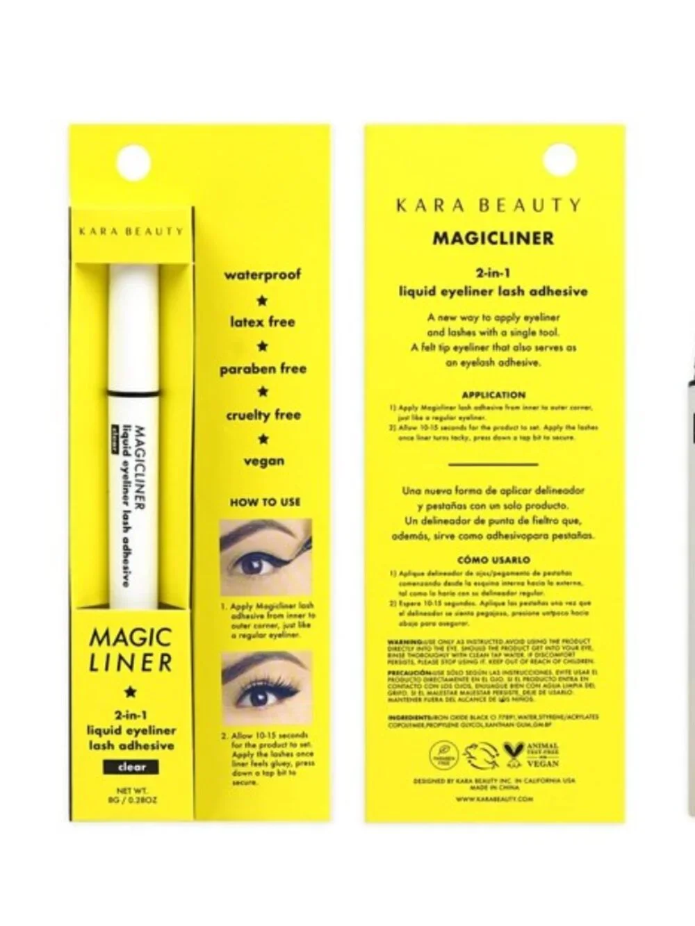 Kara Beauty Magic Liner 2-in-1 Liquid Eyeliner & Eyelash Adhesive Clear NIB